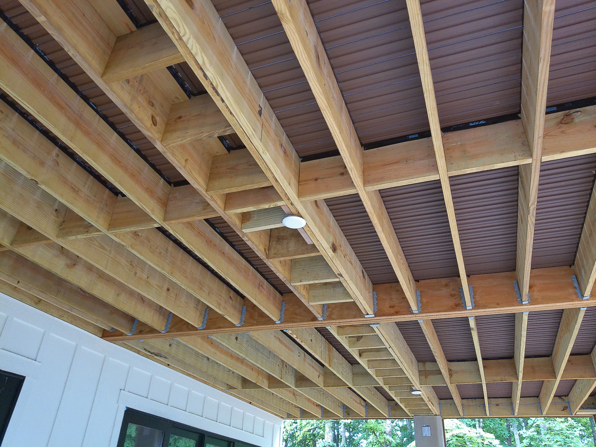 Framing under an outdoor deck.